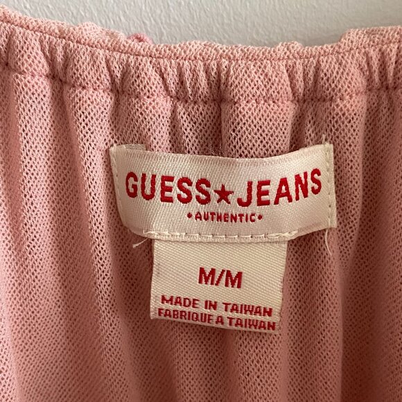 Vintage Y2K Top Guess Pink Sheer Peasant Babydoll Coquette Blouse Empire Waist - Picture 8 of 12